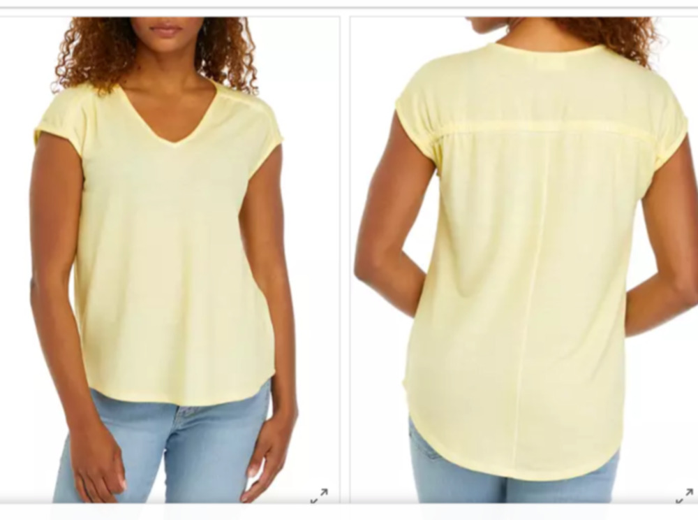 Wonderly Cap Sleeve V-Neck top Free Yellow Size XL, NWT. Casual, comfort, relax